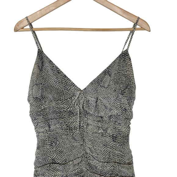 The East Order Thomsene Ruched Mini Dress Snake Print Olive size Small - Picture 3 of 7